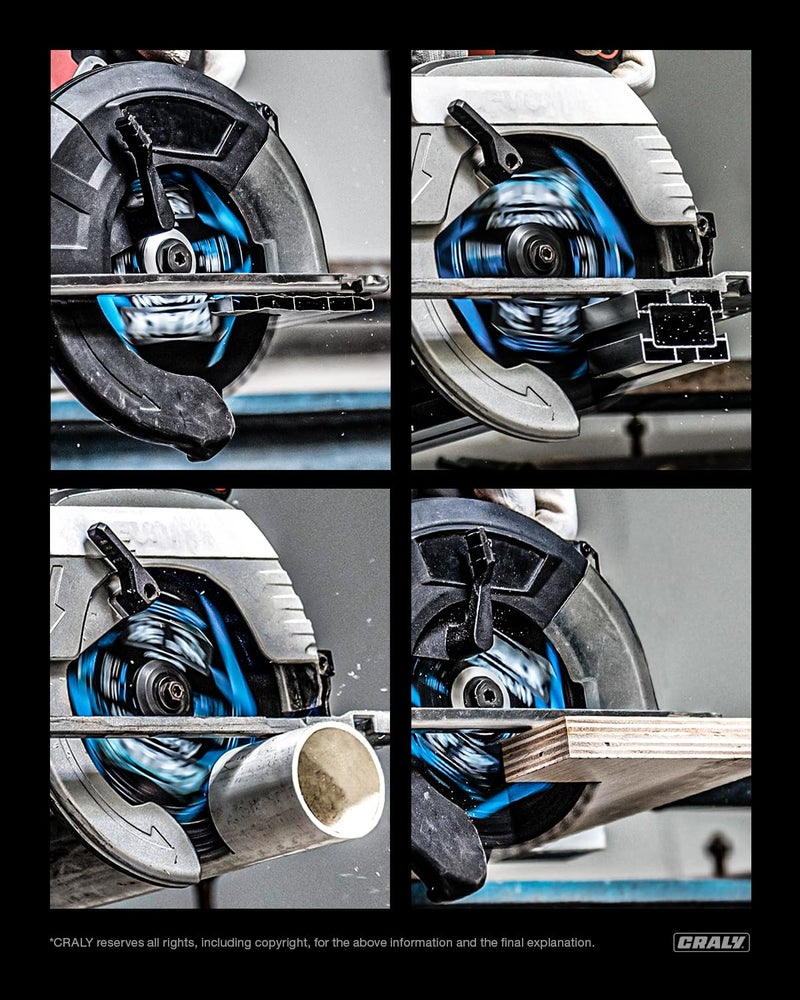 CRALY 7-1/4 Inch 56 Teeth Aluminum and Non-Ferrous Metal Cutting Circular Saw Blade, 5/8 Inch Arbor, Carbide Tipped, Thin Kerf, Black Ice™ Coating, for Medium Aluminum, Plastic, Composite(C0756AL) - Image 5
